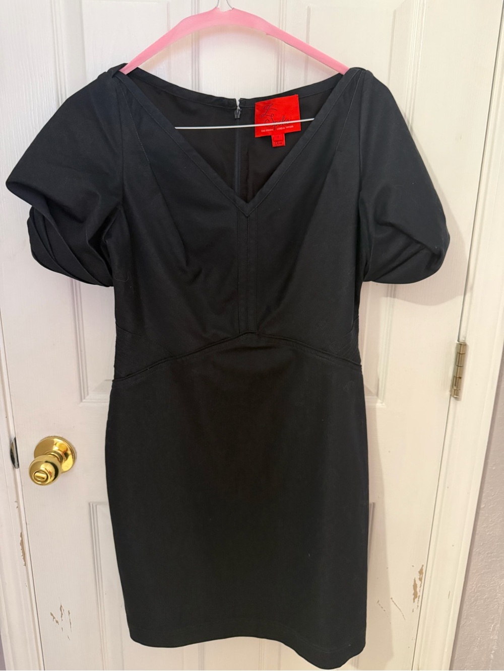 Z Spoke by Zac Posen Black V-Neck Puff Sleeve Mini Dress